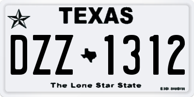 TX license plate DZZ1312