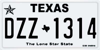 TX license plate DZZ1314