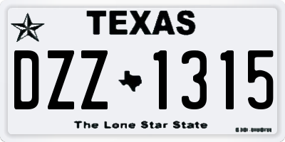 TX license plate DZZ1315