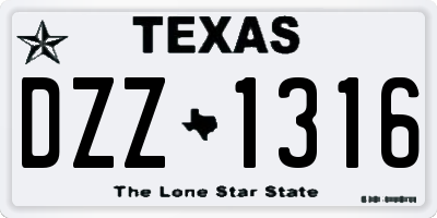 TX license plate DZZ1316