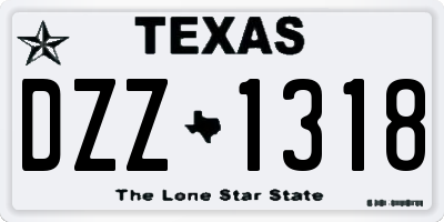 TX license plate DZZ1318