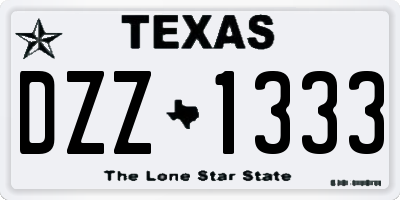 TX license plate DZZ1333