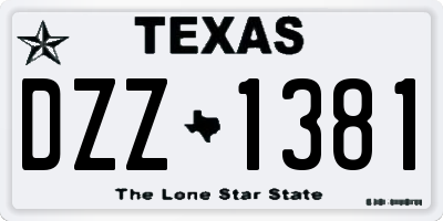 TX license plate DZZ1381