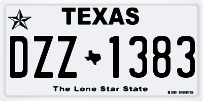 TX license plate DZZ1383