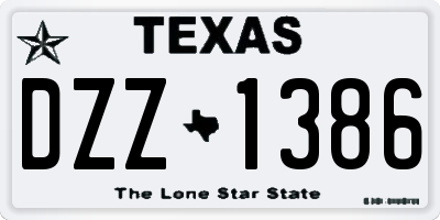 TX license plate DZZ1386