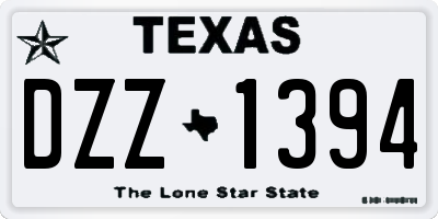 TX license plate DZZ1394