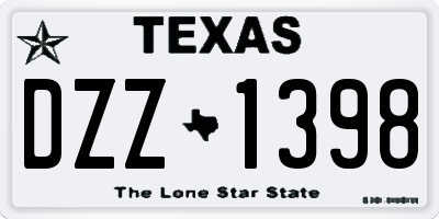 TX license plate DZZ1398