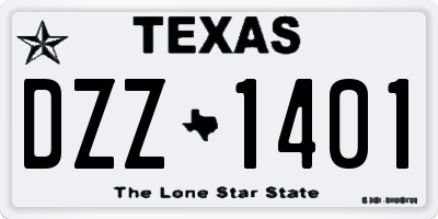 TX license plate DZZ1401