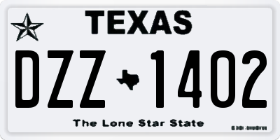 TX license plate DZZ1402