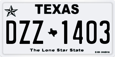 TX license plate DZZ1403