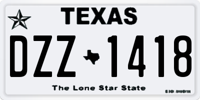 TX license plate DZZ1418