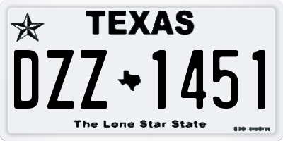 TX license plate DZZ1451