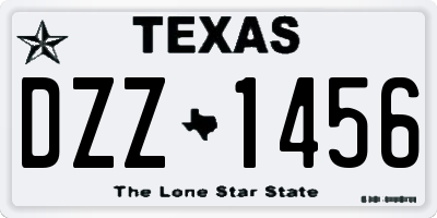 TX license plate DZZ1456