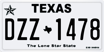 TX license plate DZZ1478