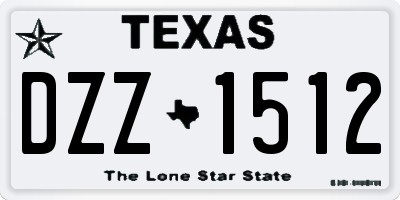 TX license plate DZZ1512