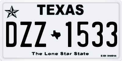 TX license plate DZZ1533