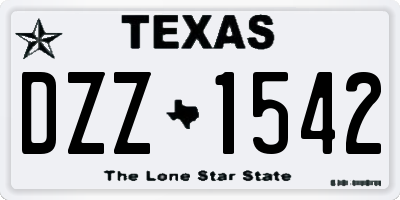 TX license plate DZZ1542