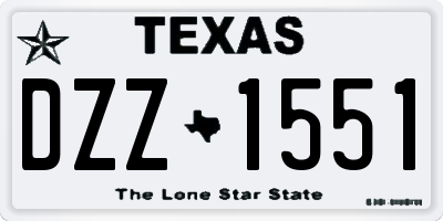 TX license plate DZZ1551