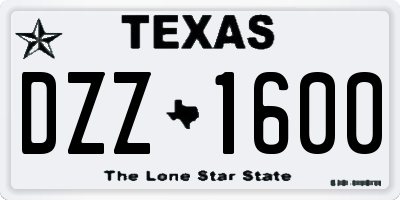 TX license plate DZZ1600