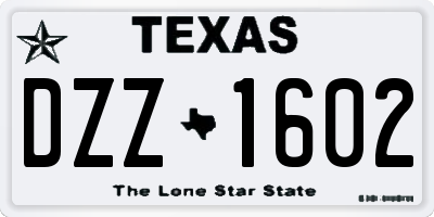 TX license plate DZZ1602