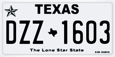 TX license plate DZZ1603