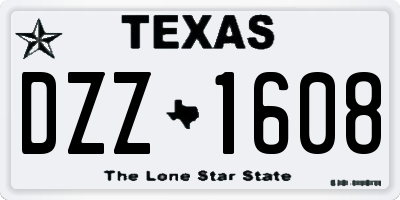 TX license plate DZZ1608