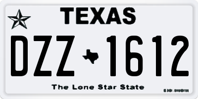 TX license plate DZZ1612