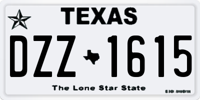 TX license plate DZZ1615