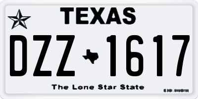 TX license plate DZZ1617