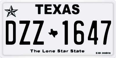 TX license plate DZZ1647