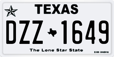 TX license plate DZZ1649