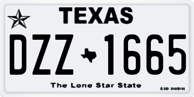 TX license plate DZZ1665