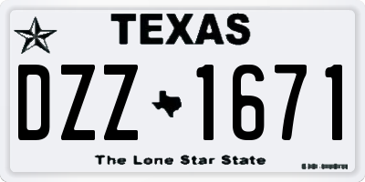 TX license plate DZZ1671