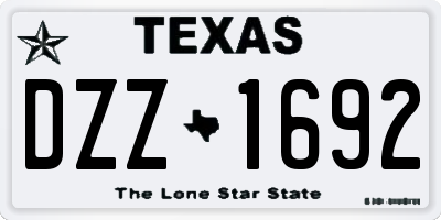 TX license plate DZZ1692