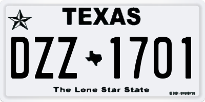 TX license plate DZZ1701