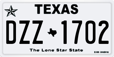 TX license plate DZZ1702