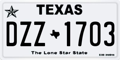 TX license plate DZZ1703