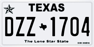 TX license plate DZZ1704