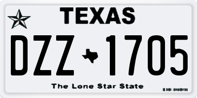 TX license plate DZZ1705