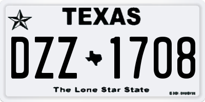 TX license plate DZZ1708