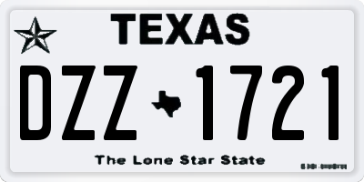 TX license plate DZZ1721