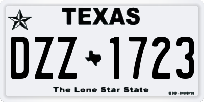 TX license plate DZZ1723