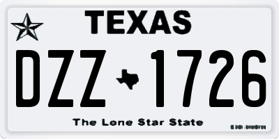 TX license plate DZZ1726