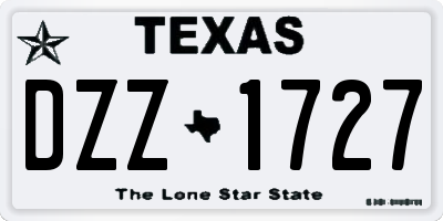 TX license plate DZZ1727