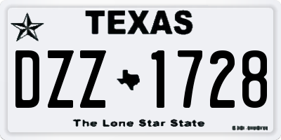 TX license plate DZZ1728