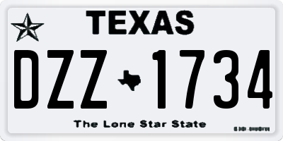 TX license plate DZZ1734