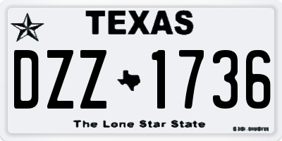 TX license plate DZZ1736