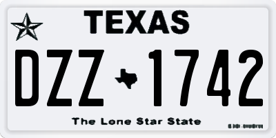 TX license plate DZZ1742