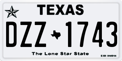 TX license plate DZZ1743