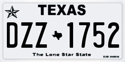 TX license plate DZZ1752